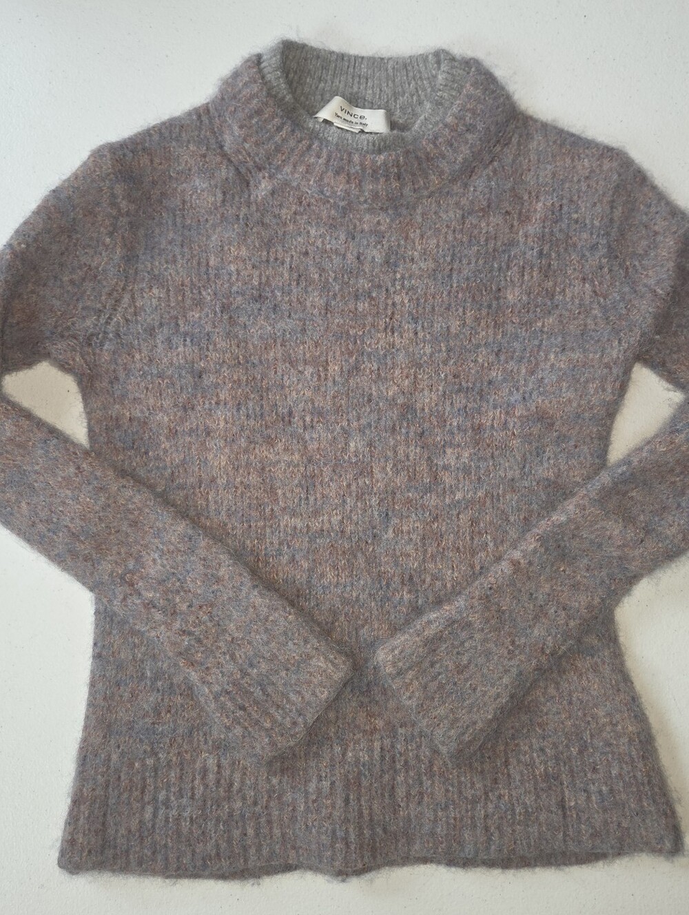 Vince Mock Neck Marled Knit Alpaca Wool Sweater S
